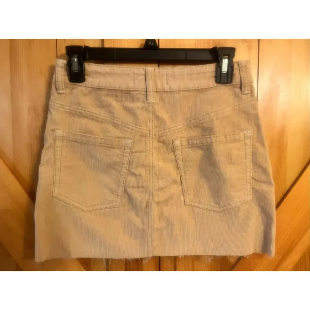 We The Free Free People corduroy miniskirt in natural 26 button fly raw hem (365